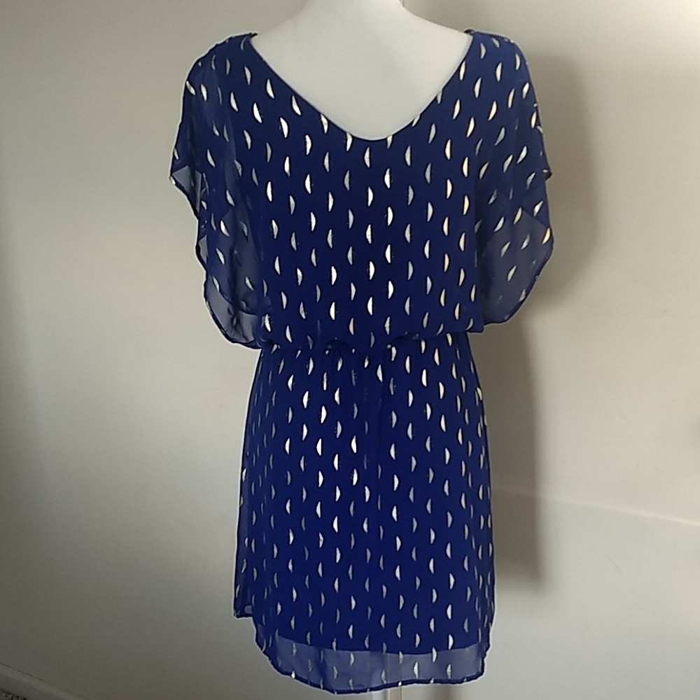 Buttons Royal Blue Dress - Picture 3 of 7